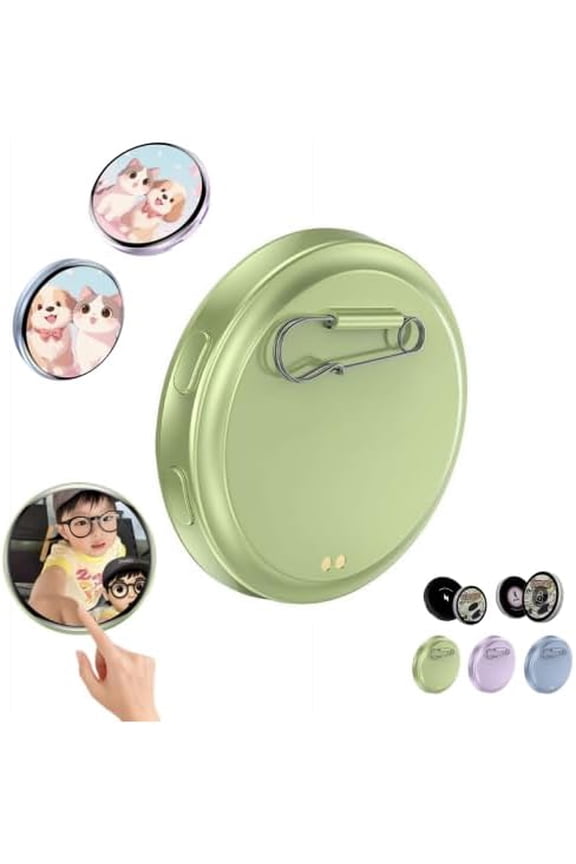 Digital Displayed Pixel Badge Pin, Electronic Button with LED Screen, Magnetic Display Badge with Photo & Video, Dynamic Anime Photo Pin for Cosplay Concert Fans and Fanbase (Green)