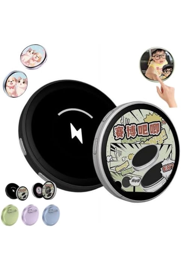 Digital Displayed Pixel Badge Pin, Electronic Button with LED Screen, Magnetic Display Badge with Photo & Video, Dynamic Anime Photo Pin for Cosplay Concert Fans and Fanbase (Black)