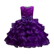 tangyuanzzz Girls Dresses A-Line Long Elegant Sleeveless Tulle Princess Flower Dresses Kids Baby Girls Streetwear Festival Dress