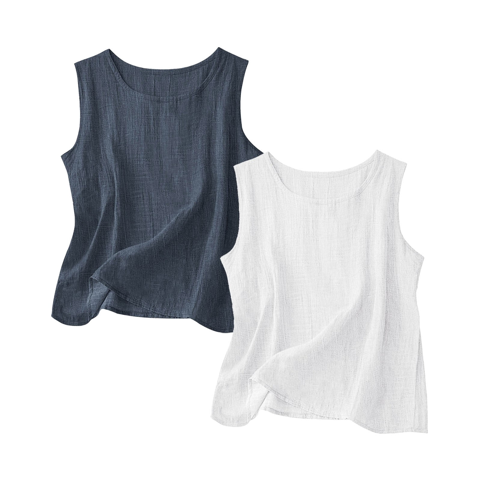 tank tops for women Cotton Linen Basic Sleeveless Layering Camisole ...