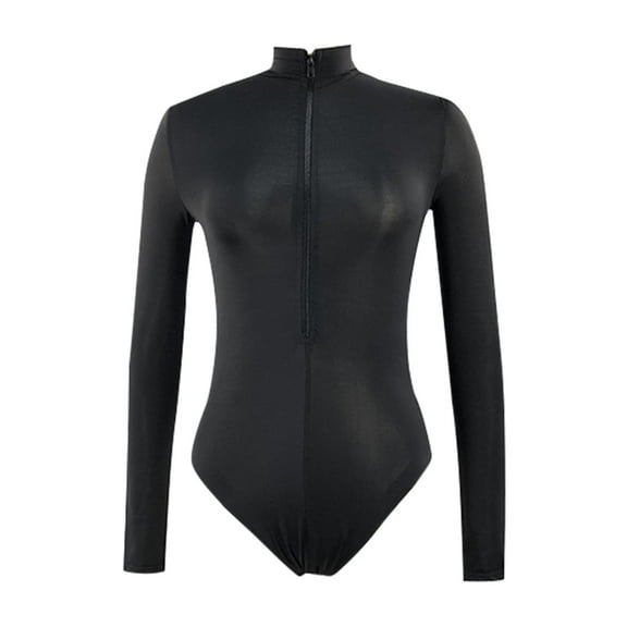 tankini set Black Sports Long Sleeved Triangle Zipper Slim Conservative Girls