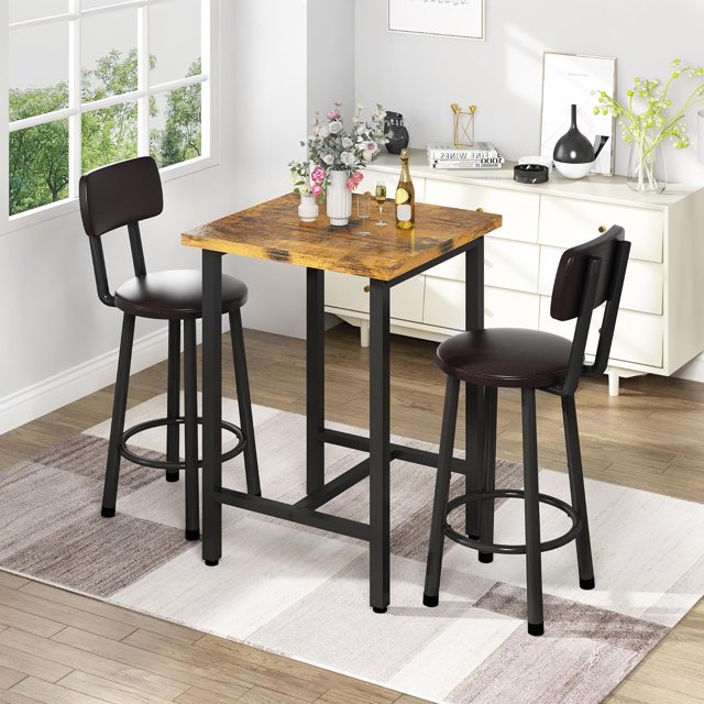 tantohom 3 Piece Pub Dining Set，24 inch Small Kitchen Table，High Top