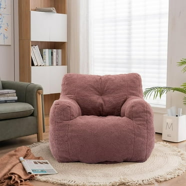 DKLGG Adult Bean Bag Chair, Tufted Plush Lazy Sofa with Memory Cotton Beans & Armrest for Bedroom Gaming Room Apartment, Red
