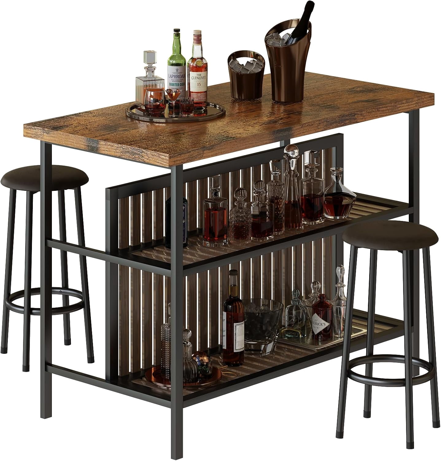 tantohom Kitchen Island with Seating, 47.2in Counter Height Table with ...