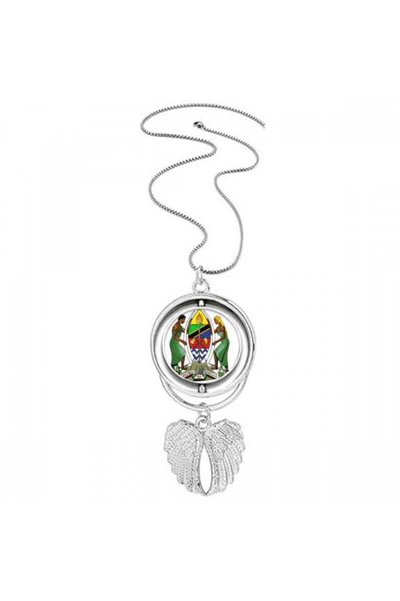 tanzania afnational emblem Pendant Angel Wings Rotating Necklace Jewelry