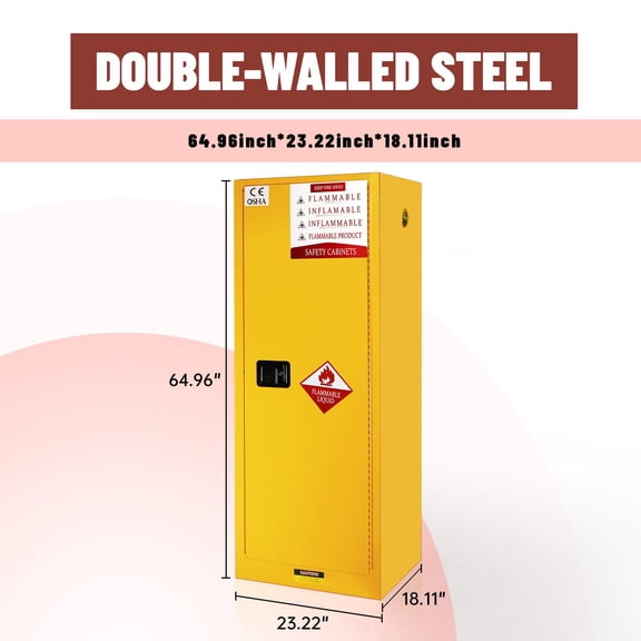 tanzhilei  All-Welded Steel Safety Cabinet for Flammables  65" Double-Walled Design with 3-Point Lock & Air Isolation Layer  OSHA CE Certified Fireproof Locker for Glue Gasoline Alcohol