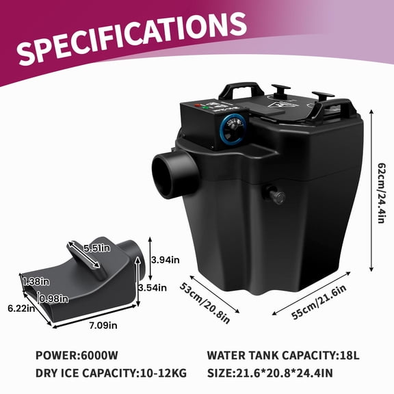 tanzhilei High Tightness Dry Ice Fog Machine. Easy to Operate Design. Fog Generator with Adjustable Gear & Smoke Nozzle