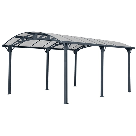 taoruifang 12x16 FT Arch Carport Aluminum Frame Polycarbonate Panels Outdoor Canopy Heavy Duty for Driveway Car Truck Black