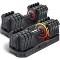 thumbnail image 1 of taoruifang Adjustable Dumbbell Set of 22.5LB Set-1Sec Adjustable Dumbbell Weights-5 in 1 Free Weights Dumbbells Set with Effortless Tray/No-Slip Handle-Compact Size for Women/Men at Home Gym, 1 of 7