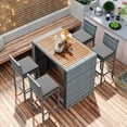 thumbnail image 1 of taoruifang Outdoor Patio Wicker Bar Set 5-pieces Wicker and Acacia Wood Bar Set with 4 Chairs and 1 Table, Brown Wood/Gray, 1 of 18