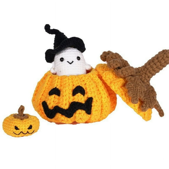 tapify Halloween Pumpkin and Ghost Crochet Kit, with Yarn & Instructions, 2 Pieces