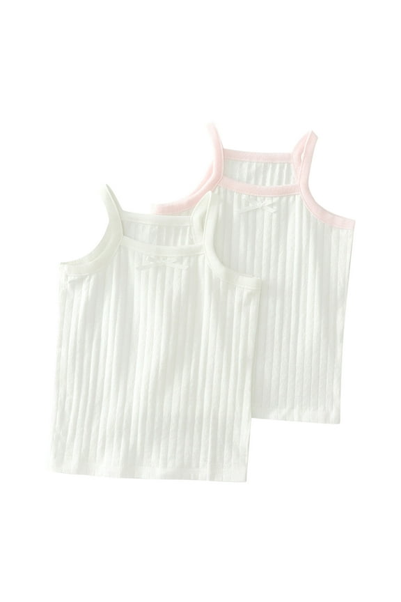 2 PC Baby Clothes Toddler Girls Cotton Camisole Tops Spaghetti Strap Tank Tops Casual Comfy Undershirts Vest