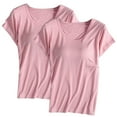 thumbnail image 1 of tarylea 2 Piece Lounge Tops for Women Short Sleeve Built in Bra Scoop Neck T-Shirts Casual Comfy Summer Pajama Tops, 1 of 2