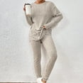 thumbnail image 1 of tarylea 2 Piece Ribbed Lounge Set for Women Long Sleeve Crew Neck Curve Hem Tops High Rise Fitted Leggings Casual Cozy Fall Outfits, 1 of 9