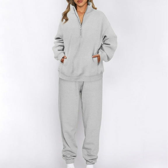 tarylea 2 Piece Sets for Women Sweatsuits Long Sleeve Half Zip Pullover Cinch Bottom Trousers Casual Fall Workout Tracksuits