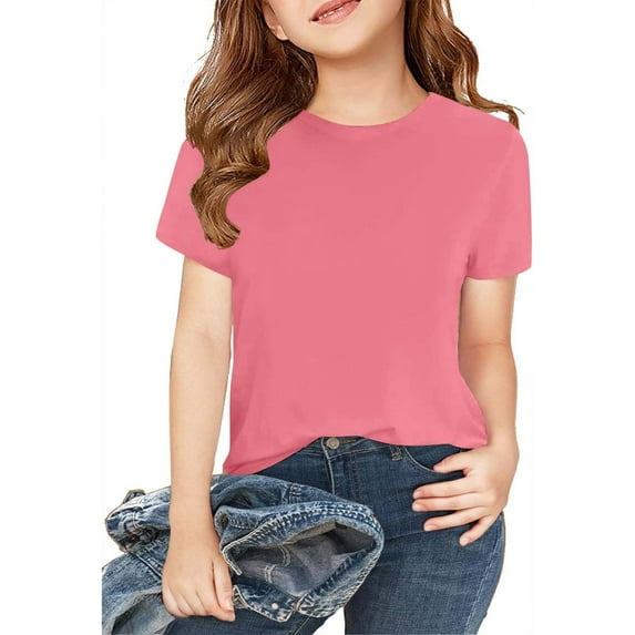 tarylea 2pc Toddler Baby Clothes for Girls Boys Crew Neck Short Sleeve Tops Solid Color Cotton Stretch Shirts Casual Loose Lightweight Summer Comfy Tops for 2-12 Years
