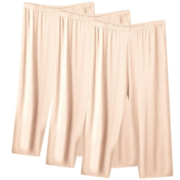 ZyeKqe 3 PC Plus Size Capri Pajamas Pants for Women High Waisted Cropped Sleep Pants Casual Comfy Lounge Pants