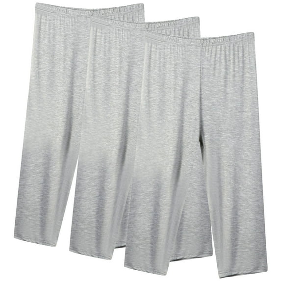 ZyeKqe 3 PC Plus Size Capri Pajamas Pants for Women High Waisted Cropped Sleep Pants Casual Comfy Lounge Pants