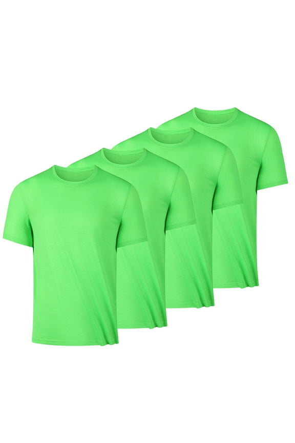4 Pack Workout Shirts for Men Crew Neck Short Sleeve Tops Solid Color Lightweight Shirts Casual Loose Summer Outwear Tops