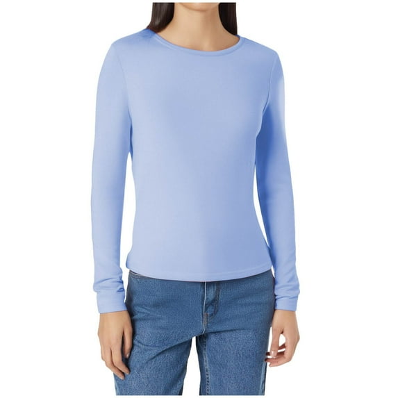 tarylea Athletic Tops for Women Crew Neck Fitted Tops Solid Color Casual Underwear Long Sleeve Shirts Sports Gym Tops