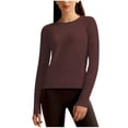 thumbnail image 1 of tarylea Athletic Tops for Women Long Sleeve Thumb Cover Breathable Shirts Crew Neck Loose Tops Solid Color Workout Tops, 1 of 5