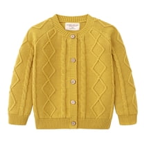 tarylea Baby Clothes Crew Neck Button down Cardigan Long Sleeve Solid Color Sweater Casual Loose Fall Dailywear Toddler Tops for 1-12 Years