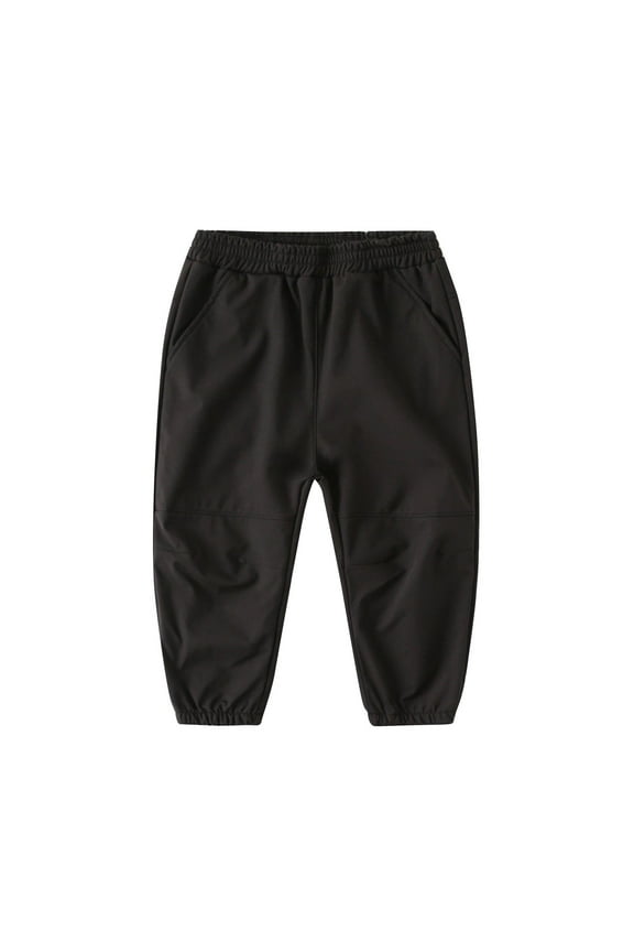 Baby Clothes Elastic Waist Cinch Bottom Windbreaker Pants Waterproof Sunproof Fleece Lined Trousers Casual Fall Loose Pants
