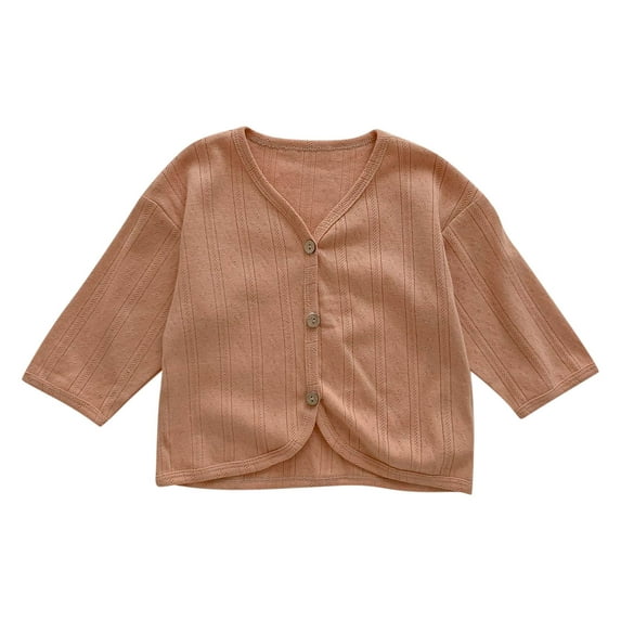 tarylea Baby Clothes Eyelet Button down Coat V Neck Long Sleeve Solid Color Jackets Casual Fall Comfy Dailywear Shirt
