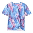 thumbnail image 1 of tarylea Baby Clothes Toddler Boys Girls Tie Dye Cotton Top Short Sleeve Shirts Crewneck Knot Front T Shirts Loose Fitted Tees, 1 of 8