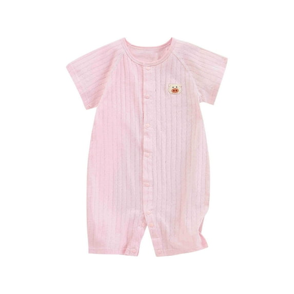 tarylea Baby Clothes for Toddler Girls Boys Button down Short Sleeve Romper Solid Color Cute Jumpsuits Casual Lightweight Summer Comfy Outfits for 0-18 Months