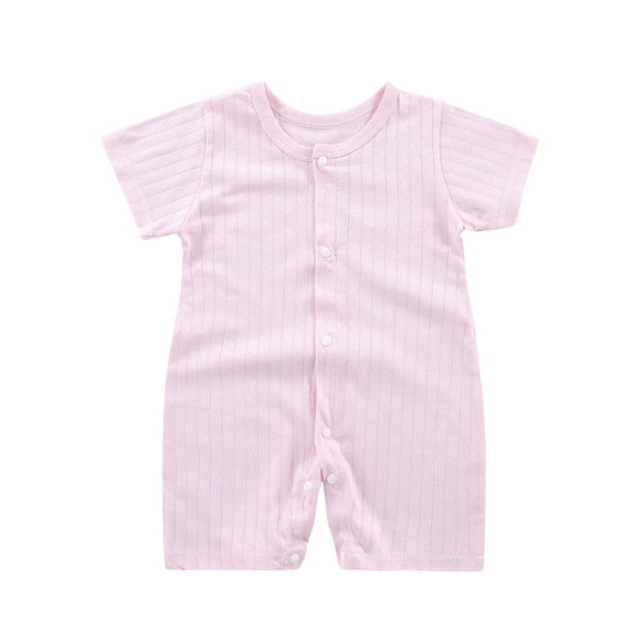 tarylea Baby Clothes for Toddler Girls Boys Button down Short Sleeve Romper Solid Color Cute Jumpsuits Casual Lightweight Summer Comfy Outfits for 0-18 Months