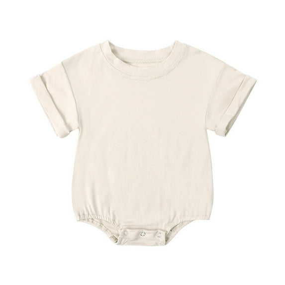 tarylea Baby Clothes for Toddler Girls Boys Short Sleeve Stretch Rompers Solid Color Button Jumpsuits Casual Loose Comfy Summer Basic Outfits for 3-24 Months