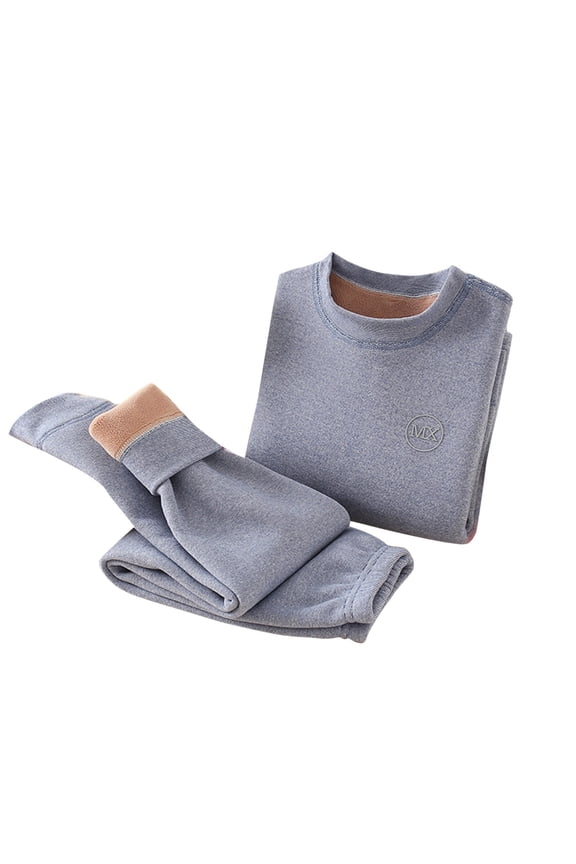 Baby Clothes Unisex Fleece Lined Winter Suits Crew Neck Long Sleeve Tops Elastic Waist Fitted Pants Solid Color Suit Casual Basic Warm Comfy Dailywear Outfits for 2-16 Years