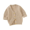 thumbnail image 1 of tarylea Baby Clothes Unisex V Neck Cable Knitted Cardigan Button down Solid Color Sweater Casual Loose Fall Infant Boys Girls Basic Tops for 0-1 Years, 1 of 3