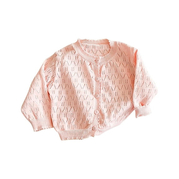 tarylea Baby Girl Clothes Eyelet Button down Knitted Jackets Crew Neck Long Sleeve Solid Color Sweater Casual Fall Shirt