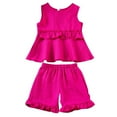 thumbnail image 1 of tarylea Baby Girl Clothes Toddler Summer Outfits Cute Sleeveless Top Wide Leg Pleated Ruffle Shorts 2pc Set, 1 of 9