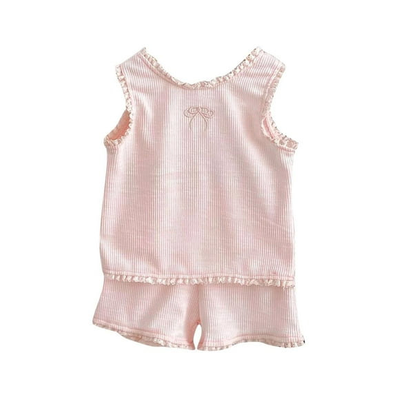 tarylea Baby Girls Clothes Toddler Summer Outfits Sleeveless Ruffle Tank Top Wide Leg Shorts Ribbed 2Pcs Sets