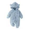 thumbnail image 1 of tarylea Baby Romper Full Zipper Hooded Double Sided Plush Romper Solid Color Casual Cute Winter Jumpsuit for 0-3 months, 1 of 7