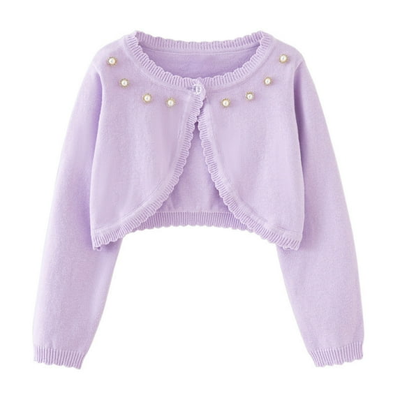 tarylea Baby Toddler Clothes for Girls Crew Neck Solid Color Cardigan Long Sleeve Loose Crop Tops Casual Trendy Dressy Blouse Fall Breathable Dailywear Infant Tops for 12 Months-14 Years