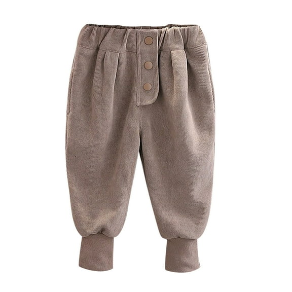 tarylea Baby Toddlers Clothes Elastic Waist Button Trousers Solid Color Cinch Bottom Pants Casual Loose Pants with Pockets