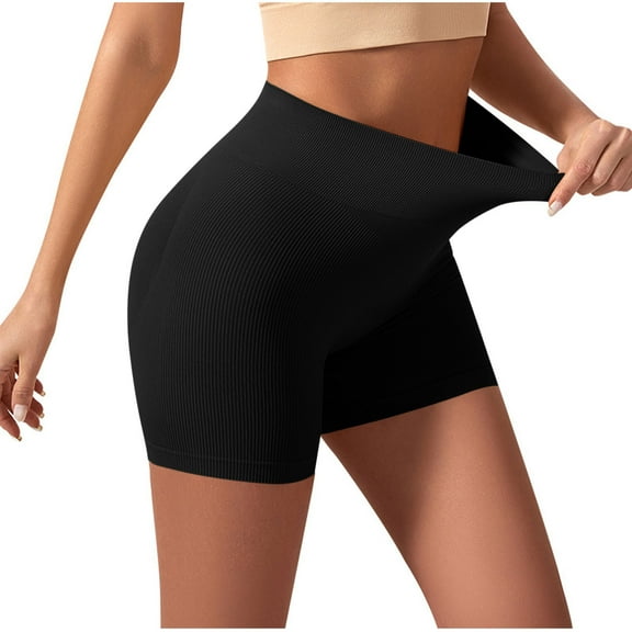 tarylea Biker Shorts for Women Ribbed Knit High Waisted Undershorts Belly Control Shapewear Shorts