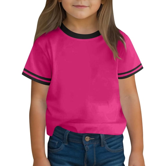 tarylea Boys Girls Summer Top Short Sleeve Shirts Round Neck T Shirts Solid Color Tees Top