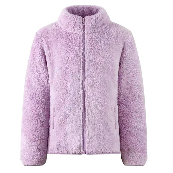 tarylea Boys Girls Zip up Jackets Fuzzy Fleece Warm Jacket Long Sleeve Outerwear Fall Winter Kids Clothes