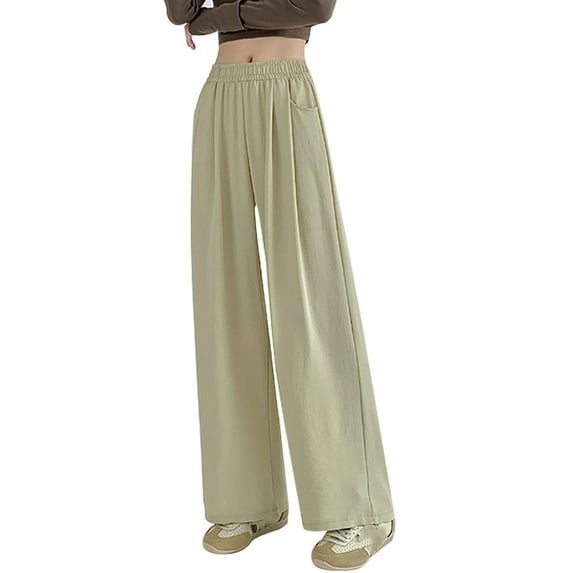 tarylea Business Casual Pants for Women High Waist Solid Color Pants Wide Straight Leg Pants Solid Color Work Office Pants