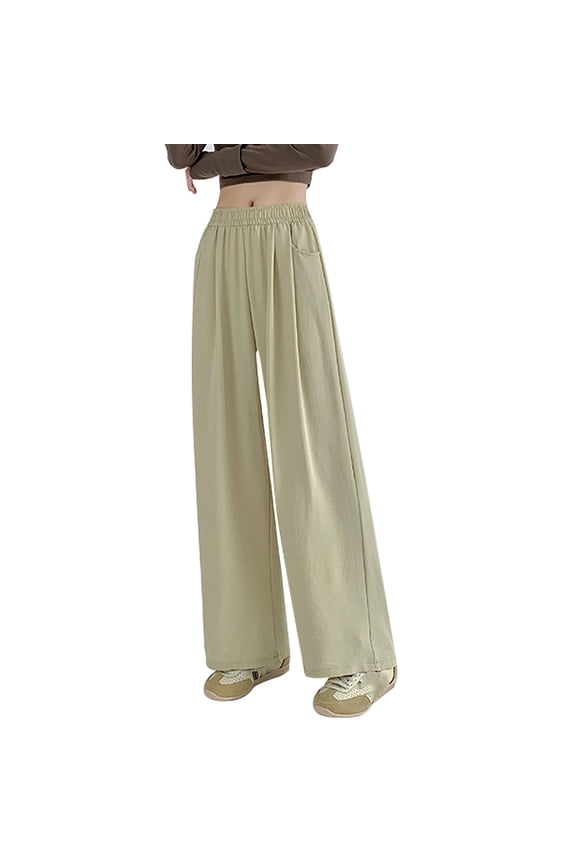 Business Casual Pants for Women High Waist Solid Color Pants Wide Straight Leg Pants Solid Color Work Office Pants