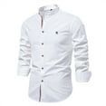 thumbnail image 1 of tarylea Business Casual Tops for Men Long Sleeve Standing Collar Button down Shirts Casual Fitted Office Work Tops, 1 of 2