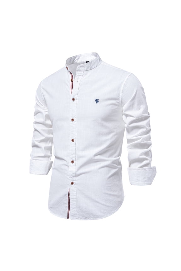 Business Casual Tops for Men Long Sleeve Standing Collar Button down Shirts Casual Fitted Office Work Tops