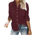 thumbnail image 1 of tarylea Business tops for Women Long Sleeve Shirts with Two Chest Pockets Turndown Collar Button Down Shirts Casual Shirts, 1 of 7