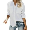 thumbnail image 1 of tarylea Business tops for Women Long Sleeve Shirts with Two Chest Pockets Turndown Collar Button Down Shirts Casual Shirts, 1 of 7