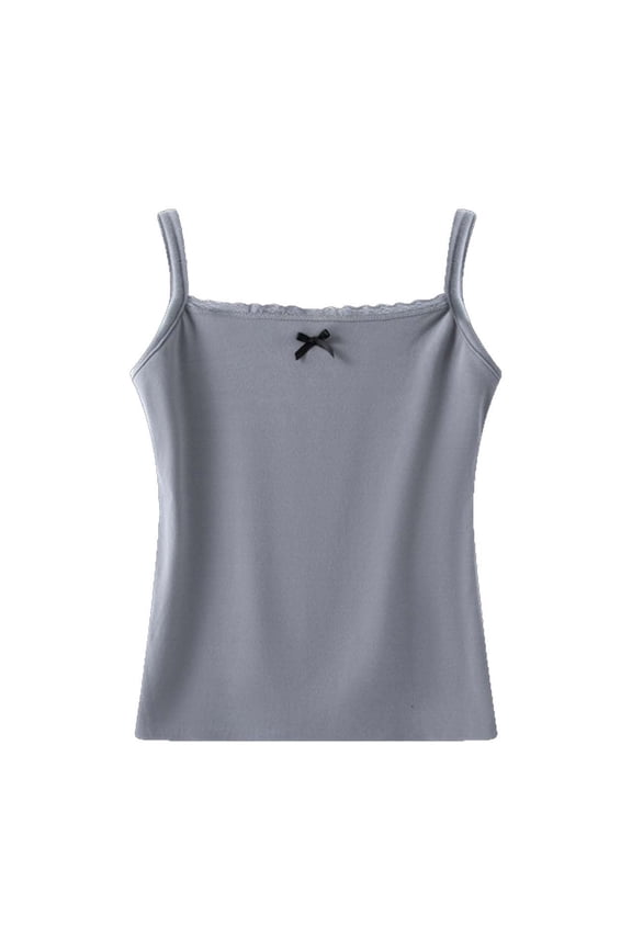 Camisole Tank Tops for Women Lace Neck Spaghetti Straps Seamless Fitted Soft Sleeveless Undershirt